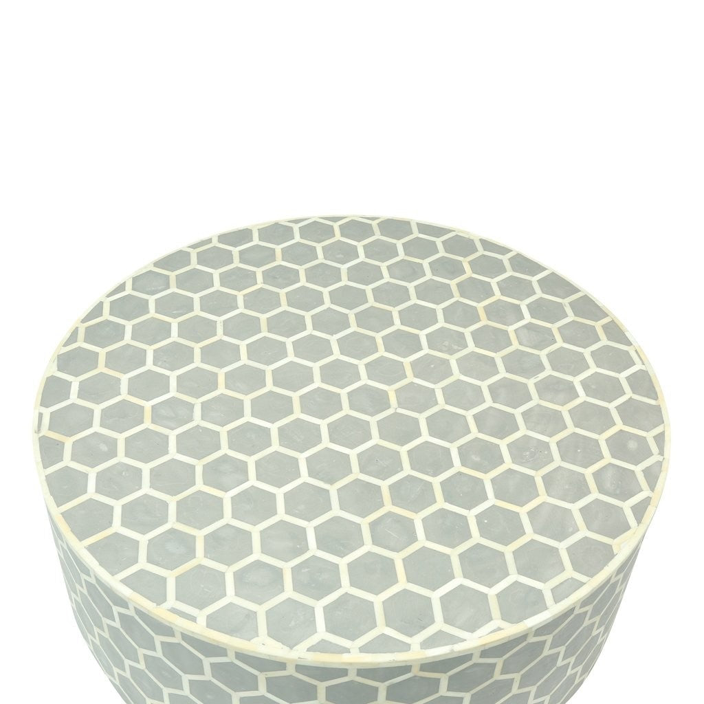 Bone Inlay Honeycomb Round Coffee Table