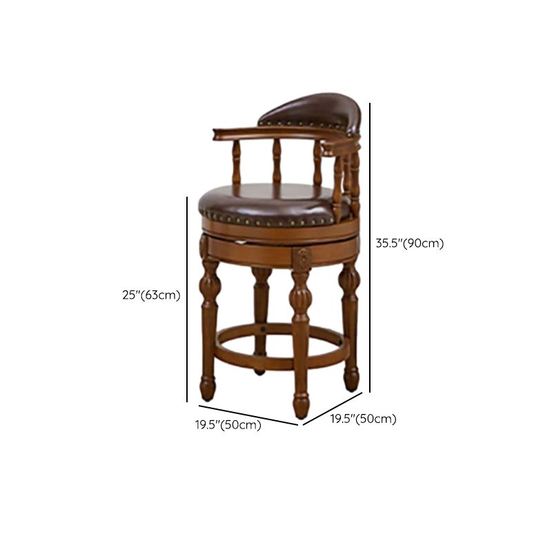 Arrow Solid Wood Round Top Bistro Stool with  Foot Pedestal, and Nailhead Embellishment