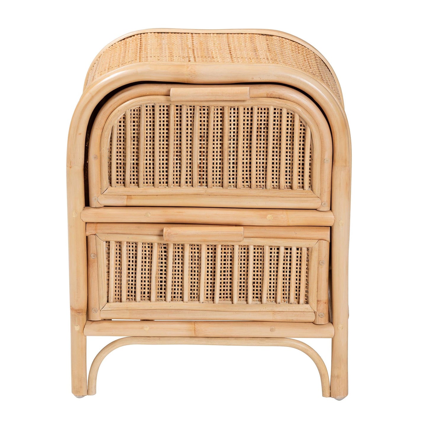 Calvin & Bay Natural Bohemian Rattan 2 Drawer Bedside / Nightstand