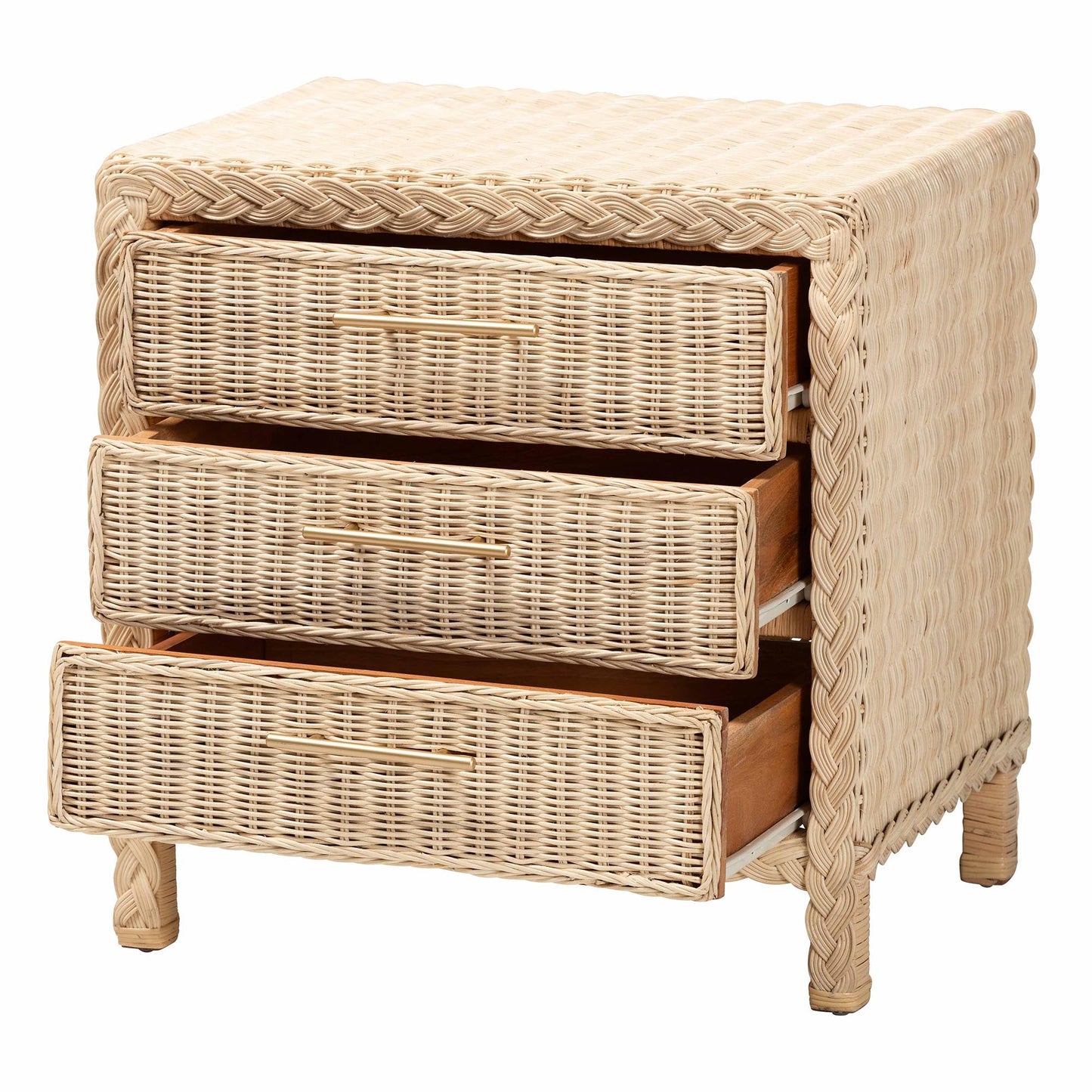 Calvin & Bay Unica Natural Rattan 3 Drawer Nightstand/ Bedside Table