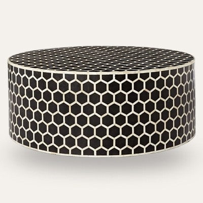 Bone Inlay Honeycomb Round Coffee Table