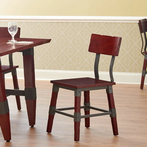 Haidar Industrial Solid Wood Live Edge Standard Height Table with 4 Chairs