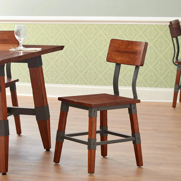 Haidar Industrial Solid Wood Live Edge Standard Height Table with 4 Chairs