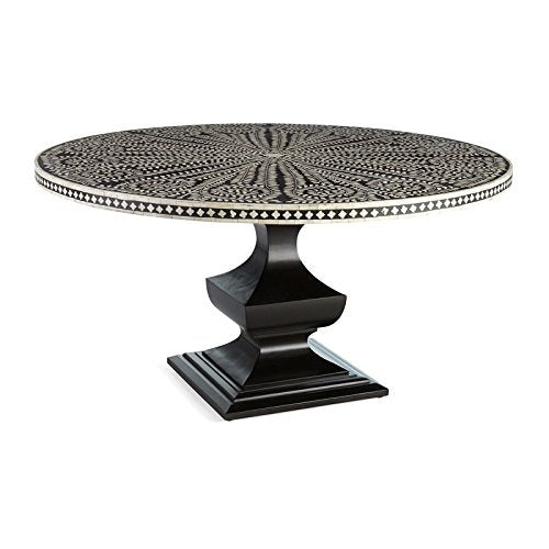 Bone Inlay Round and Circular Dining Table with Floral Design