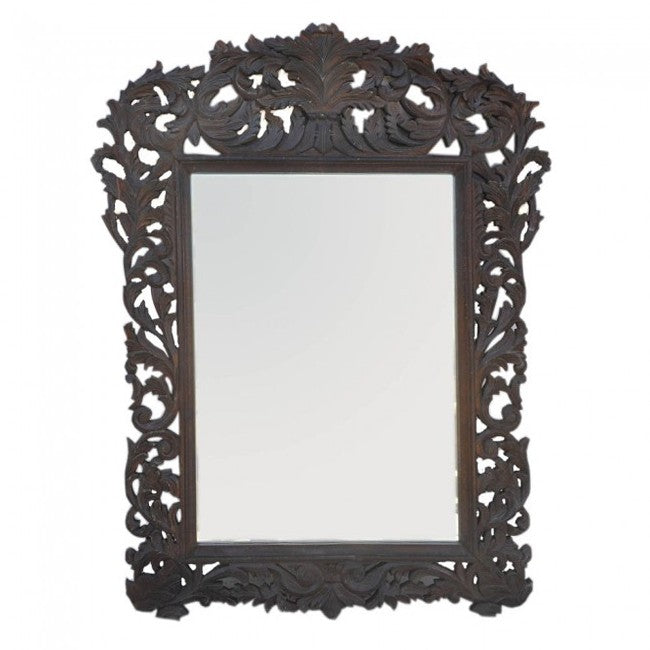 Hand Carved Designer Arch Mirror Frame Brown