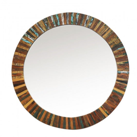 Reclaimed Wood Round Wall Mirror Frame