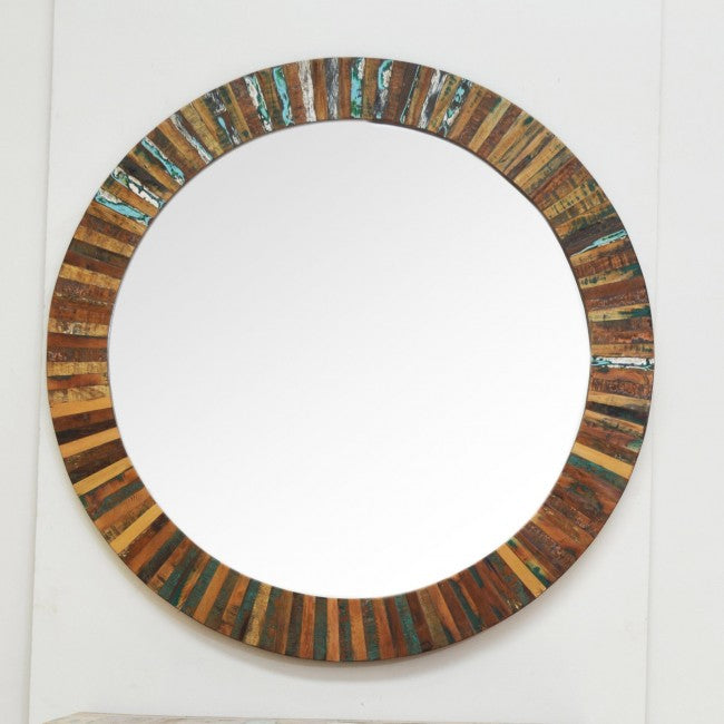 Reclaimed Wood Round Wall Mirror Frame