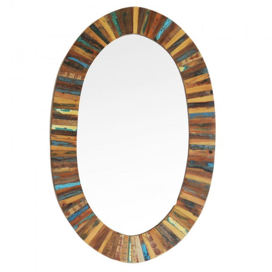 Old Oval Reclaimed Wood Mirror Frame