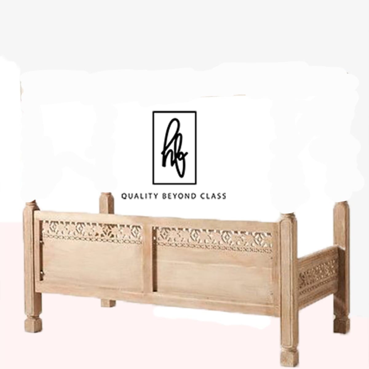 Hand Carved Canopy Style Solid Wooden Daybed / Out Door Seating