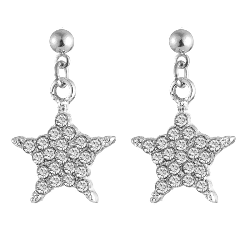 1 Pair Casual Cute Star Moon Alloy Rhinestones Gold Plated Silver Plated Drop Earrings