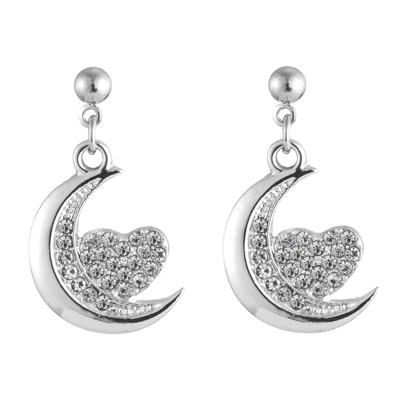 1 Pair Casual Cute Star Moon Alloy Rhinestones Gold Plated Silver Plated Drop Earrings