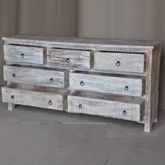 RUSTICA WHITE CHEST OF 7 DRAWERS