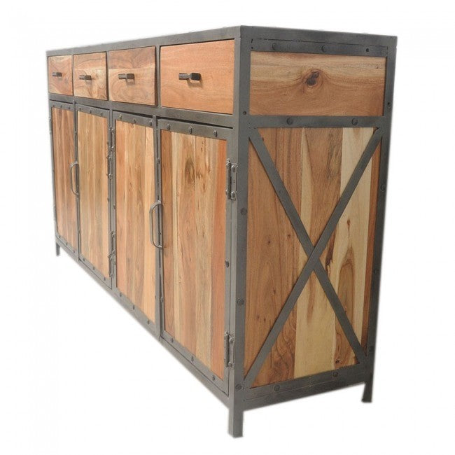 ANGLE METAL AND TIMBER SIDEBOARD XL-Natural-180-40-90