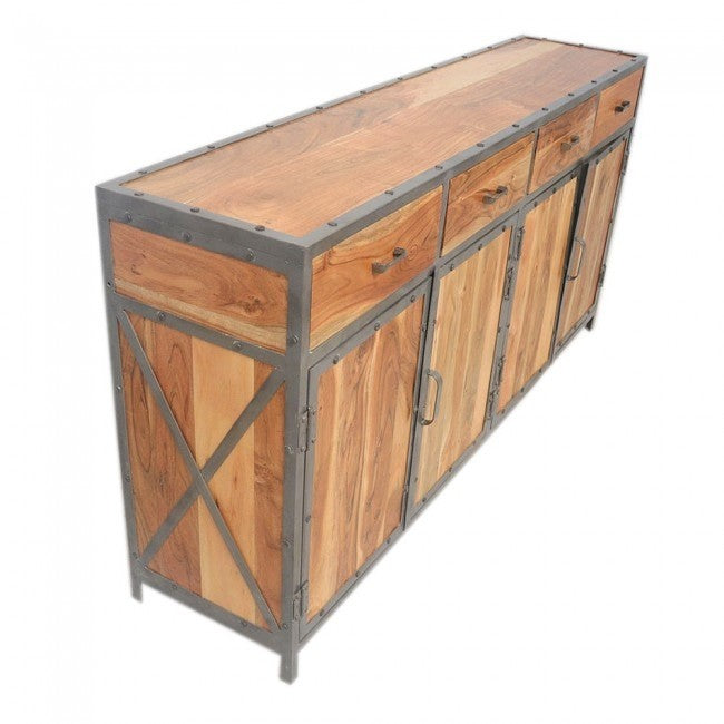 ANGLE METAL AND TIMBER SIDEBOARD XL-Natural-180-40-90