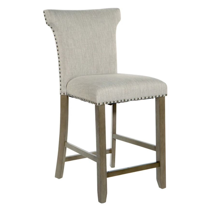 AMAN Upholstered Counter Stool with Nailheads