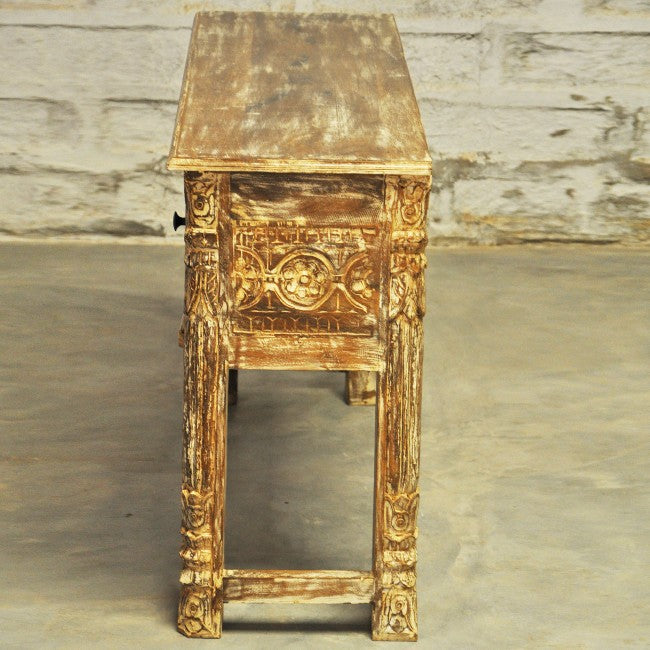 Mehrab Style Carved Hall Table with Drawers