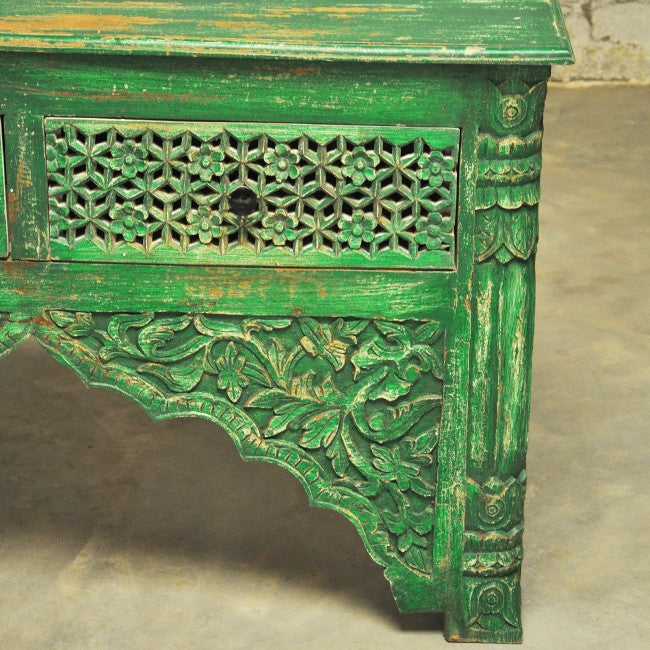 Mehrab Style Carved Hall Table with Drawers