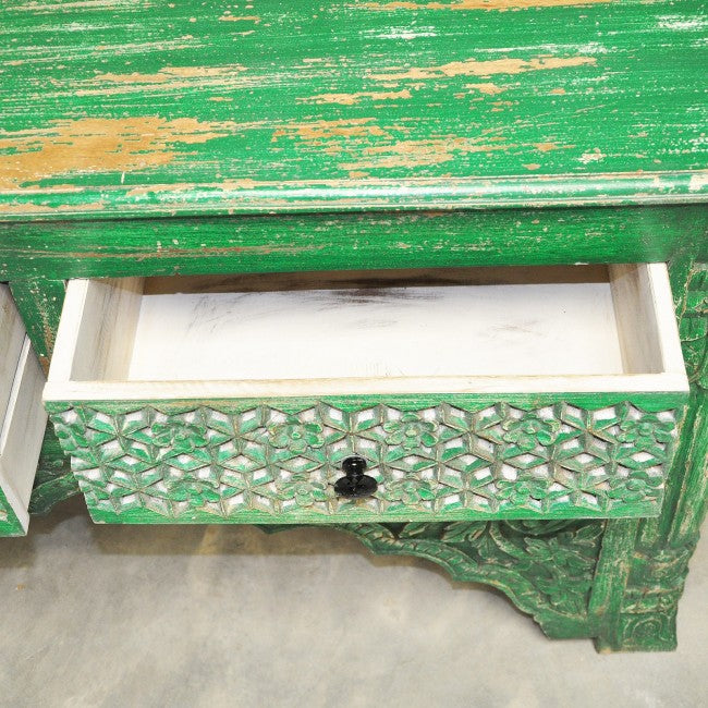 Mehrab Style Carved Hall Table with Drawers