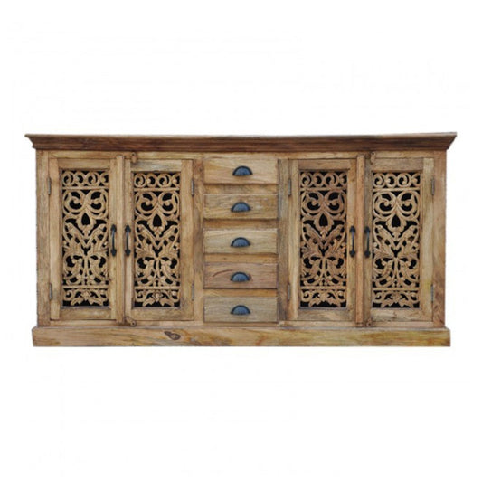 Jali Sideboard - Solid Wood Chest of 5 Drawers Storage Cabinet