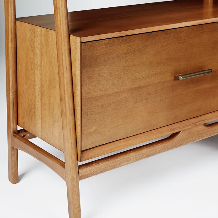 Mid-Century Bookshelf with Drawer – Acorn