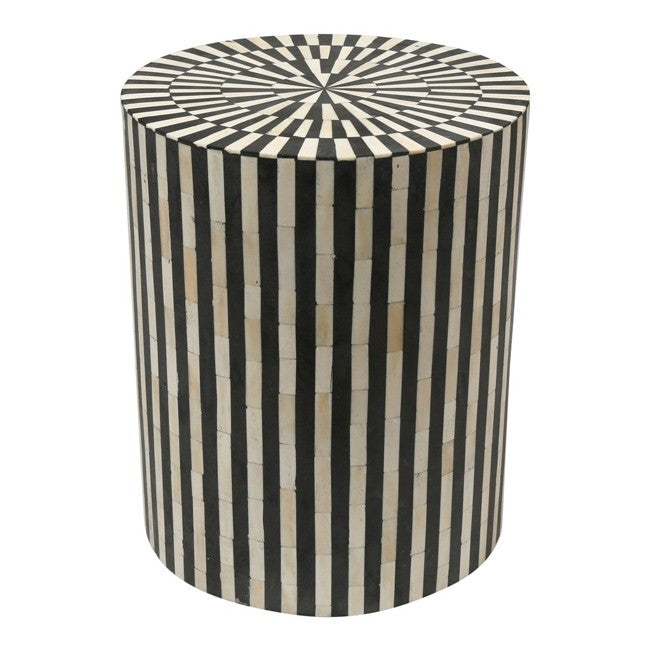 Bone Inlay Drum End & Side Tables - Strips, Large