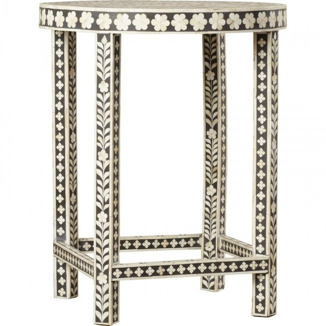 Small Bone Inlay Small Round Side Table/End Table Stool