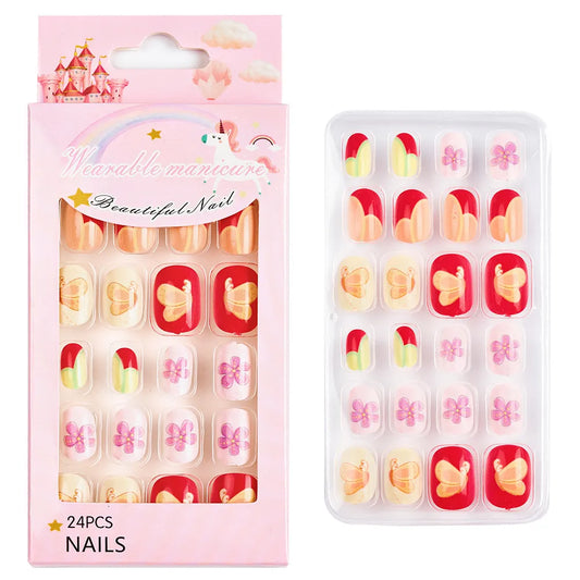 Cute Sweet Cartoon Flower Plastic Nail Patches 1 Set