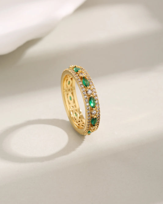 Wholesale Elegant Copper Inlay 18K Gold Plated Zircon Ring