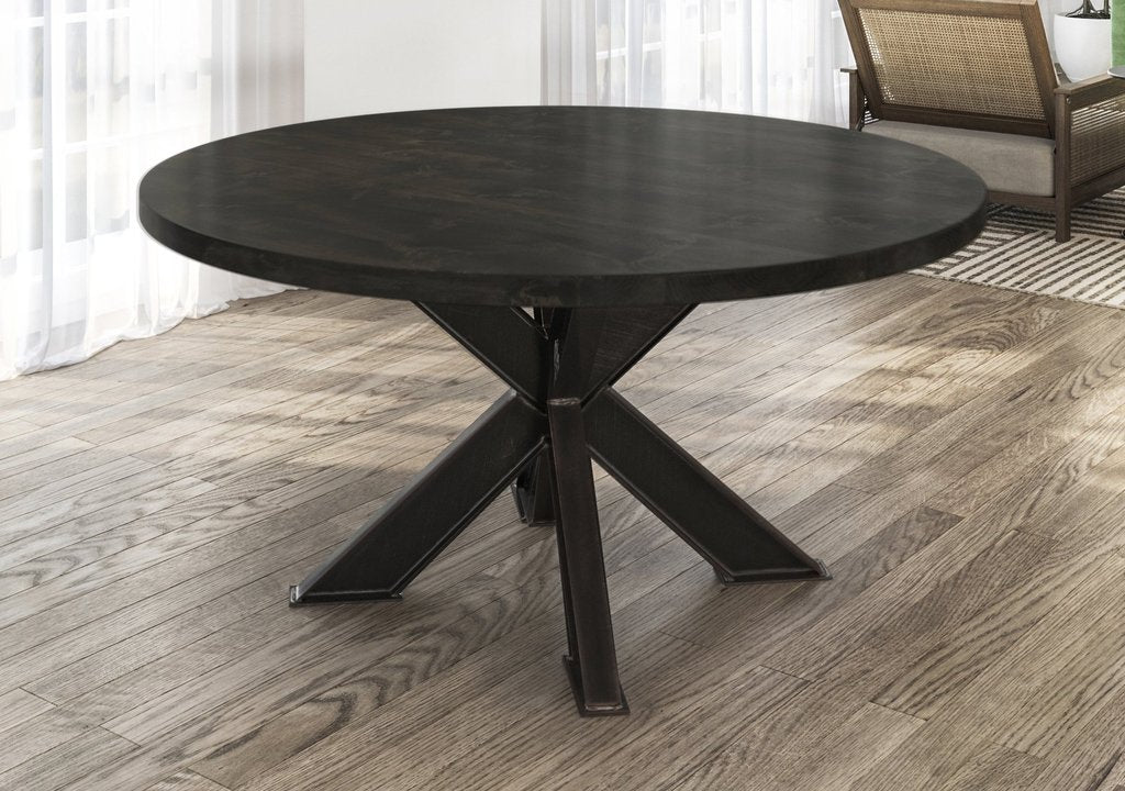 BARAS Round Industrial Steel Pedestal Dining Table