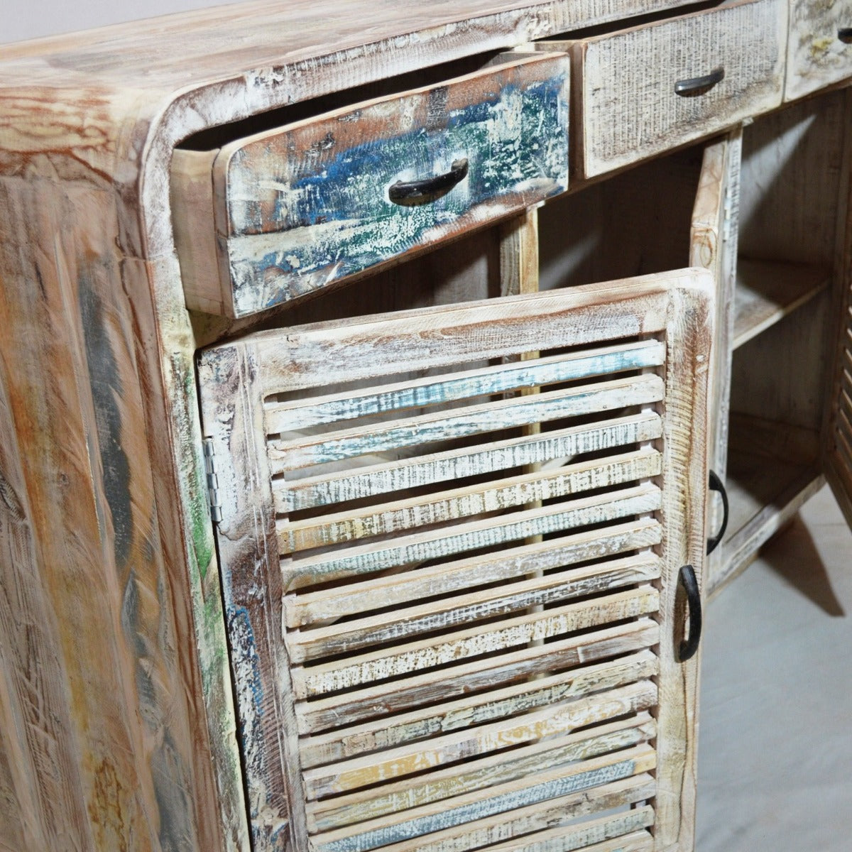 SLAVAGE TIMBER BUFFET HUTCH SIDEBOARD-White wash-140-40-90