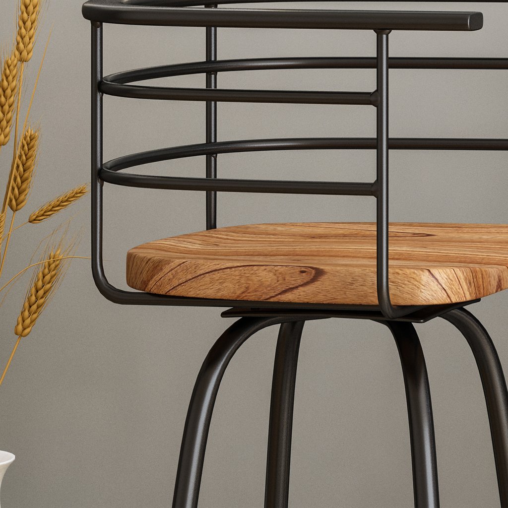 Bacolod Swivel Barstool with Rubberwood Seat