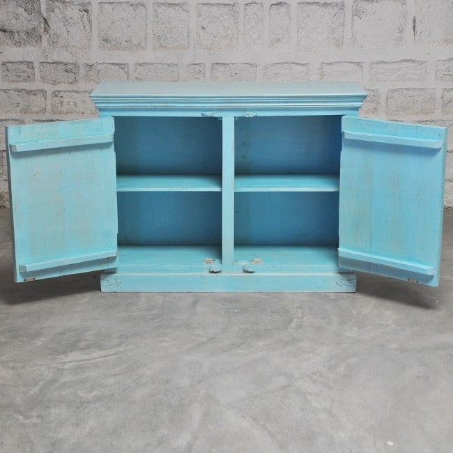 X DESIGN SOLID WOOD DOOR SIDEBOARD-Turquoise-110-40-90